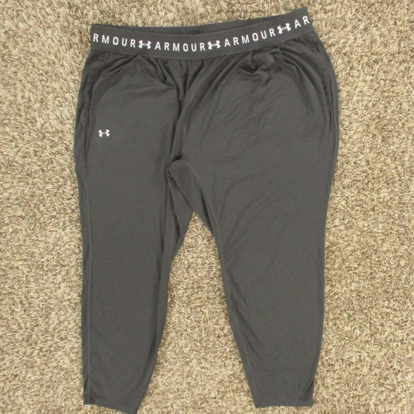 Under Armour Pants Women's XL Dark Gray Crop Pull On Athletic Workout Joggers - Picture 1 of 9